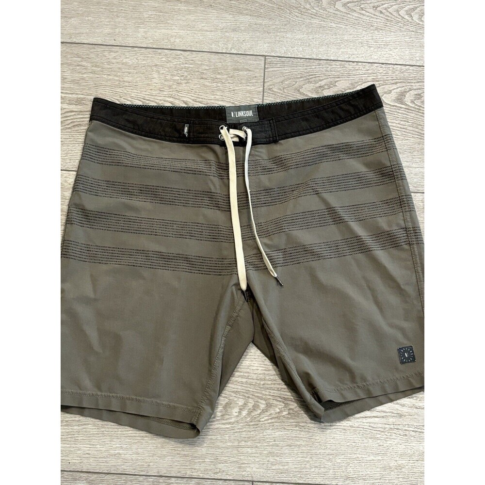 Linksoul Hybrid Shorts Mens‎ 36 Green Gray Lightweight Swim Trunks Golf Preppy